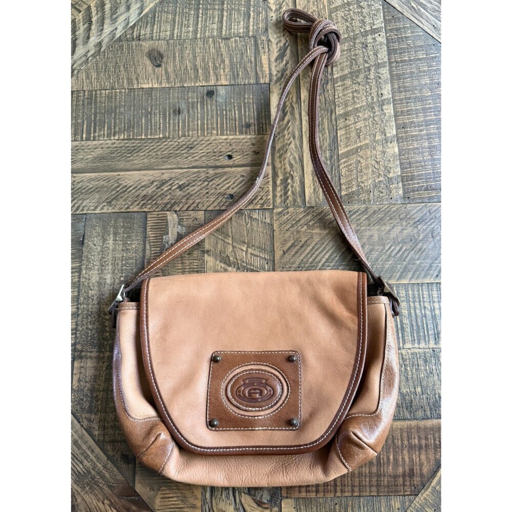 Vintage Etienne Aigner Tan Leather Crossbody Messenger Shoulder Bag Flap Logo